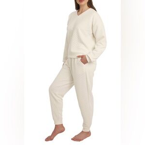 Lands' End NEW Cream Quilted Lounge Set Size Medium